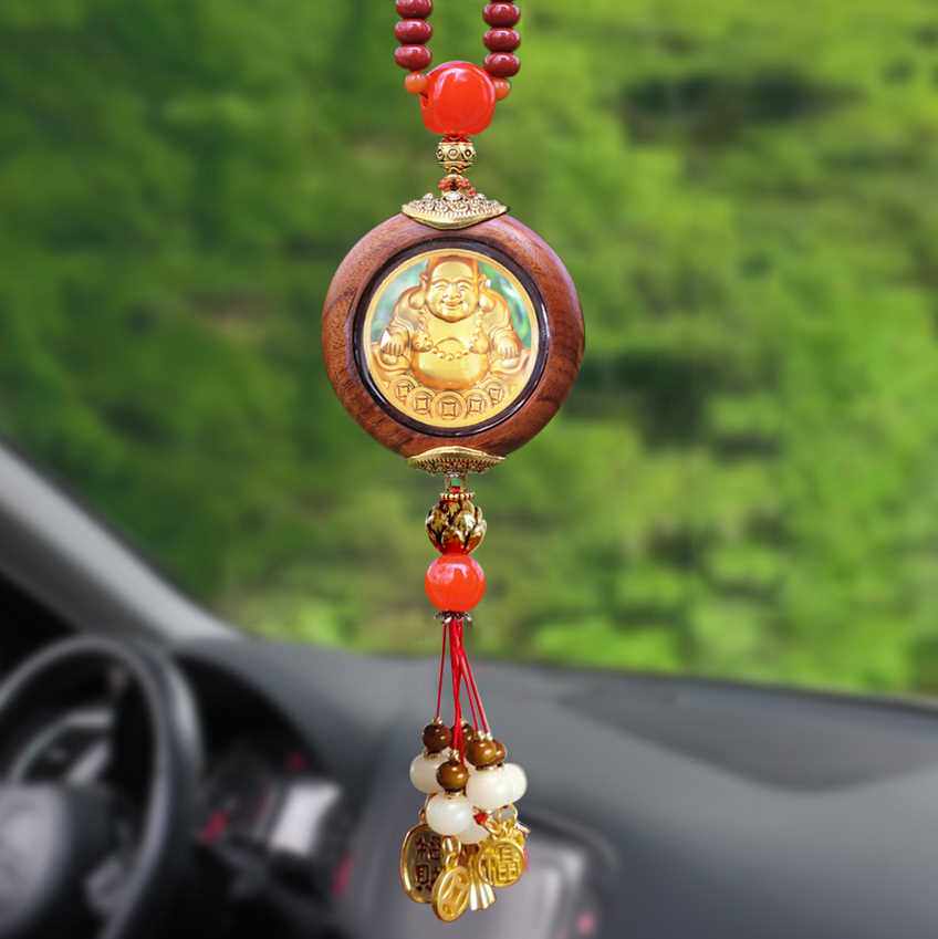 新款汽车挂件木毛主像爷爷车内挂饰品后视镜男车载观音佛平安吊坠