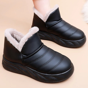 厚底雪地靴女款冬季加绒保暖防水防滑面包靴短靴妈妈鞋老北京布鞋
