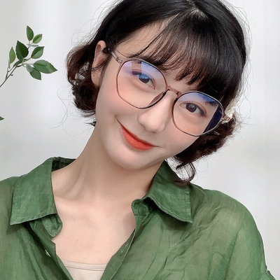 新款高档不规则防蓝光辐射抗疲劳多边形近视眼镜女圆脸透明框无度