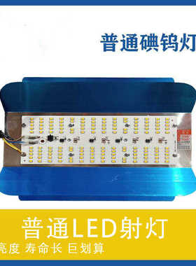 蓝色普通LED碘钨灯50W太阳灯碘钨灯工地灯100W户外照明射灯照面