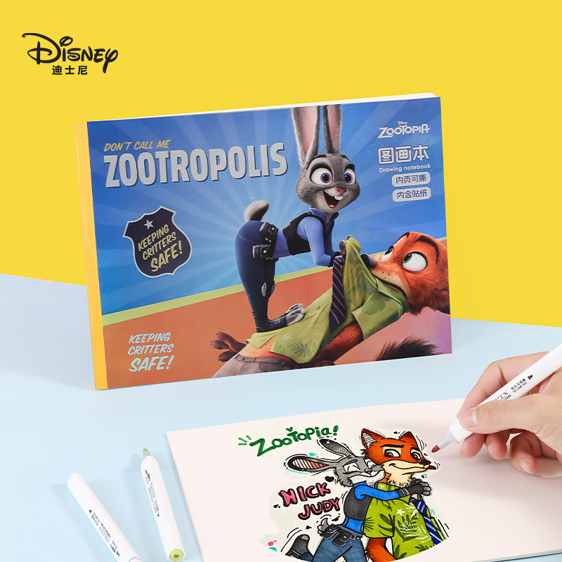 迪士尼疯狂动物城绘画本儿童加厚图画本画画本可爱卡通学生专用涂鸦本幼儿园一年级美术本2025新款联众素描本