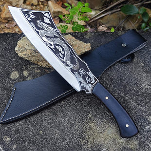 龙泉菜刀屠龙斩骨刀炮弹钢手工锻打锋利一体家用厨房刀具户外柴刀