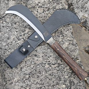 龙泉手工砍柴刀户外便携镰刀高锰钢柴刀开刃锋利木柄农用刀具带套