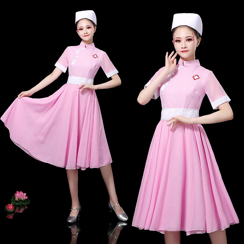 正品南丁格尔护士服舞蹈演出服女医生连衣裙红十字白衣天使工作服