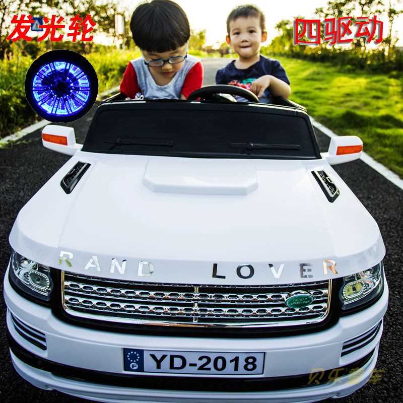 新款新品仿真路虎越野儿童电动车双座四轮遥控玩具男女宝宝小孩可