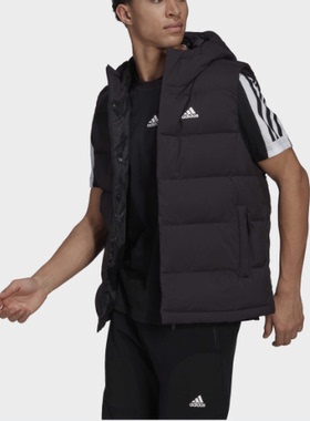 酷动城正品 Adidas男子秋冬连帽保暖运动休闲羽绒马甲背心 HG6277