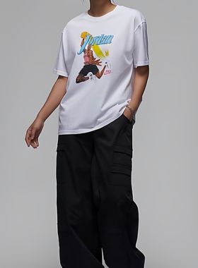 酷动城正品Jordan 女子棉质舒适印花时尚运动短袖T恤FV7123 100