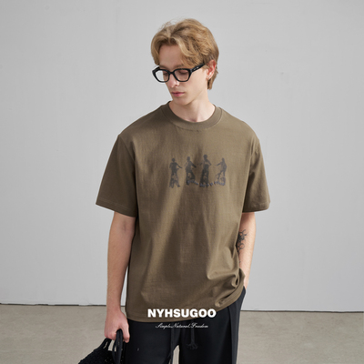 NYHSUGOO/南乙夏季男士全棉进口数码直喷工艺短袖3631重磅上衣T