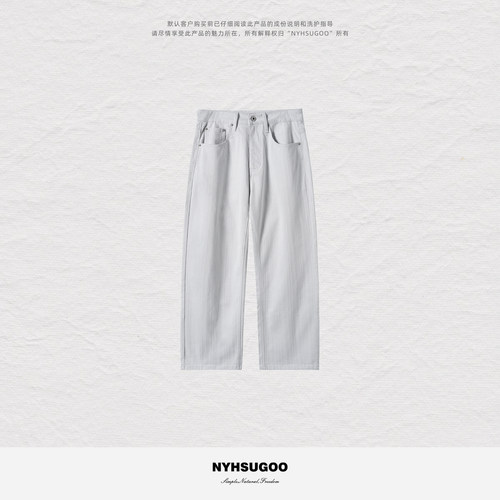 NYHSUGOO/南乙立体裁剪人字纹直筒微窄版休闲牛仔裤男士春季25198