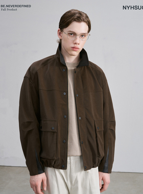 NYHSUGOO/南乙领口袖口绵羊植绒皮撞色秋季男士夹克3788复古外套