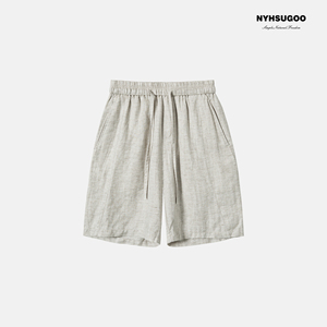 NYHSUGOO/南乙夏季莱赛尔亚麻休闲短裤男3888老钱风直筒五分裤