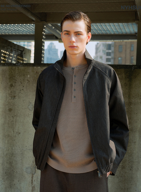 南乙NYHSUGOO定制双色交织肌理感夹克男宽松立体挺阔秋装外套3773