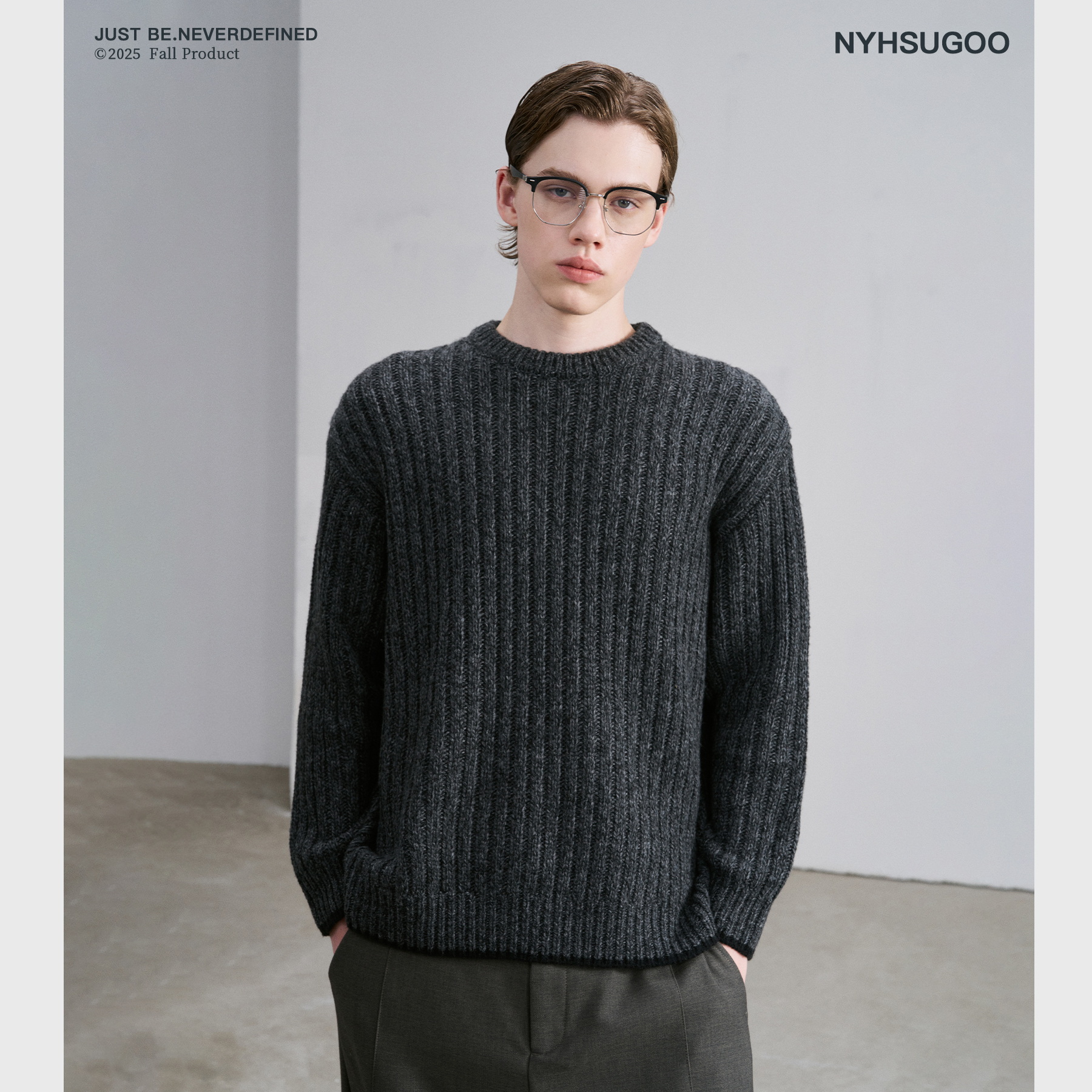 南乙NYHSUGOO秋冬16支双纱混纺绵羊毛针织毛衣男士可叠穿内搭3812