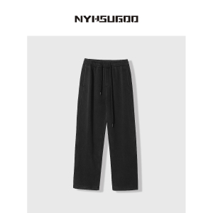 南乙NYHSUGOO颗粒绒水洗卫裤男冬季加绒运动直筒裤宽松抽绳休闲裤