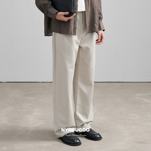 3575宽松纯色长裤 NYHSUGOO 开腰微弯刀休闲裤 新款 南乙春夏男士