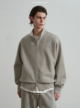 NYHSUGOO/南乙重磅420克双层毛圈面料对贴卫衣开衫15139男士春季