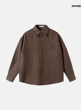南乙NYHSUGOO 男士亚麻衬衫25年春夏松弛感长袖外套3565