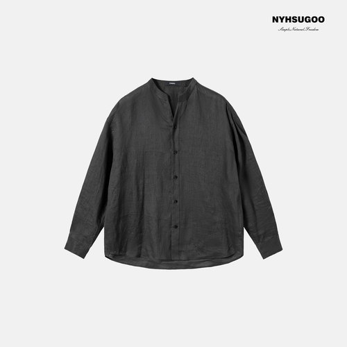 南乙NYHSUGOO 夏季100%天然亚麻衬衫男高级感老钱风衬衣3885