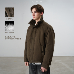 55031天然皮草 鹅绒全棉面料真兔毛皮草外套男士 NYHSUGOO 南乙冬季