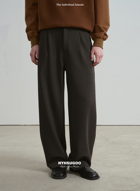 NYHSUGOO/南乙290克32支绵羊毛混纺拼色春季西裤15165男士休闲裤