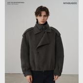 NYHSUGOO 外套 南乙冬66支900克绵羊毛混纺弯刀袖 双面呢3971男士