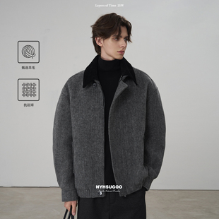 宽松情侣款 羊毛大衣外套冬季 毛呢大衣3806 翻领短款 南乙NYHSUGOO
