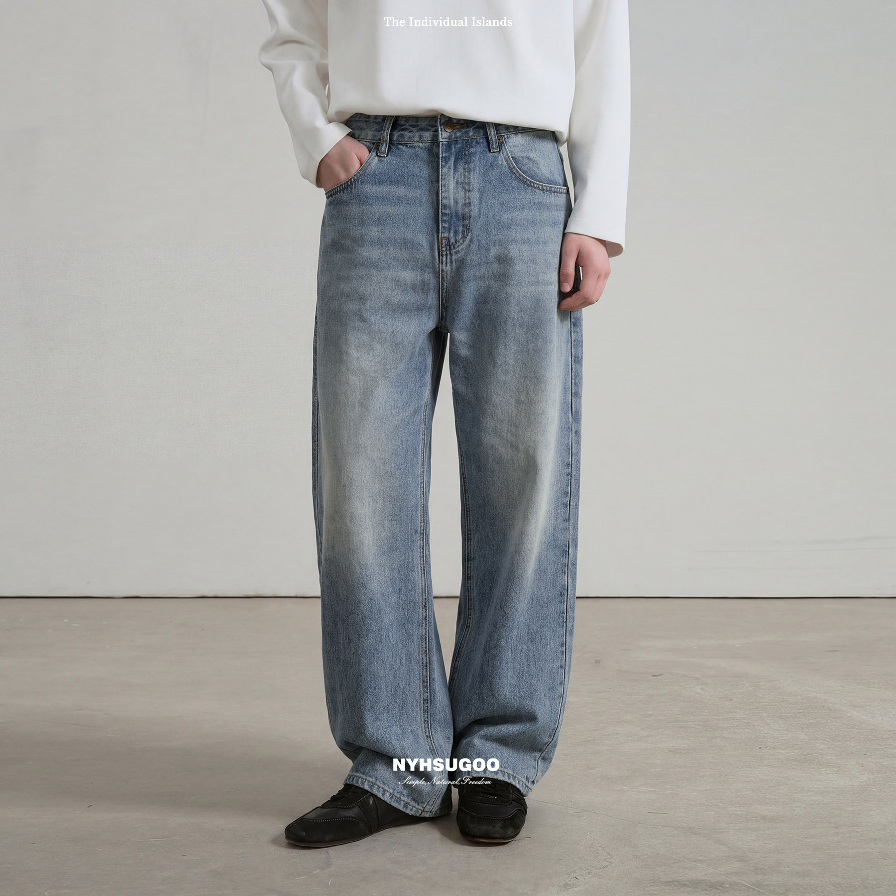 NYHSUGOO/南乙高棉感13盎司黄金厚度牛仔面料男士15129春季牛仔裤