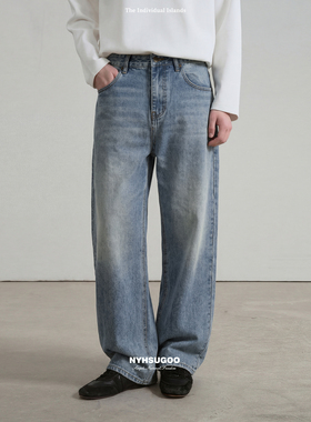 NYHSUGOO/南乙高棉感13盎司黄金厚度牛仔面料男士15129春季牛仔裤