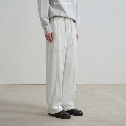 NYHSUGOO/南乙220G100%棉开腰抽绳松紧微弯刀休闲裤25210男士夏季