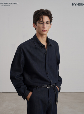 NYHSUGOO/南乙秋季翻领莱赛尔复古牛仔长袖衬衫3805男女同款外套
