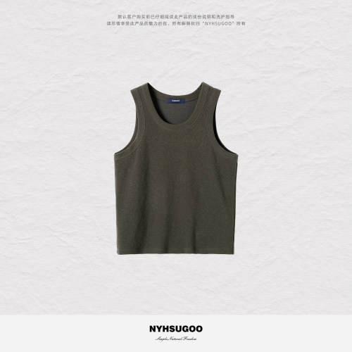 NYHSUGOO/南乙四季可穿搭配肌理感重磅320G可叠穿男士背心25205