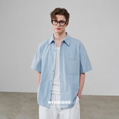 南乙100%棉夏季 叠褶设计男士 短袖 NYHSUGOO 衬衫 3689休闲极简风