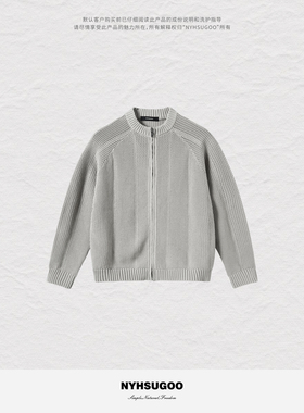NYHSUGOO/南乙春夏20支纱线透气网孔开衫毛衣15178立领长袖针织衫