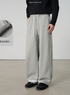 NYHSUGOO/南乙冬季重磅410g32支奥粒绒微弯刀休闲卫裤55040男士