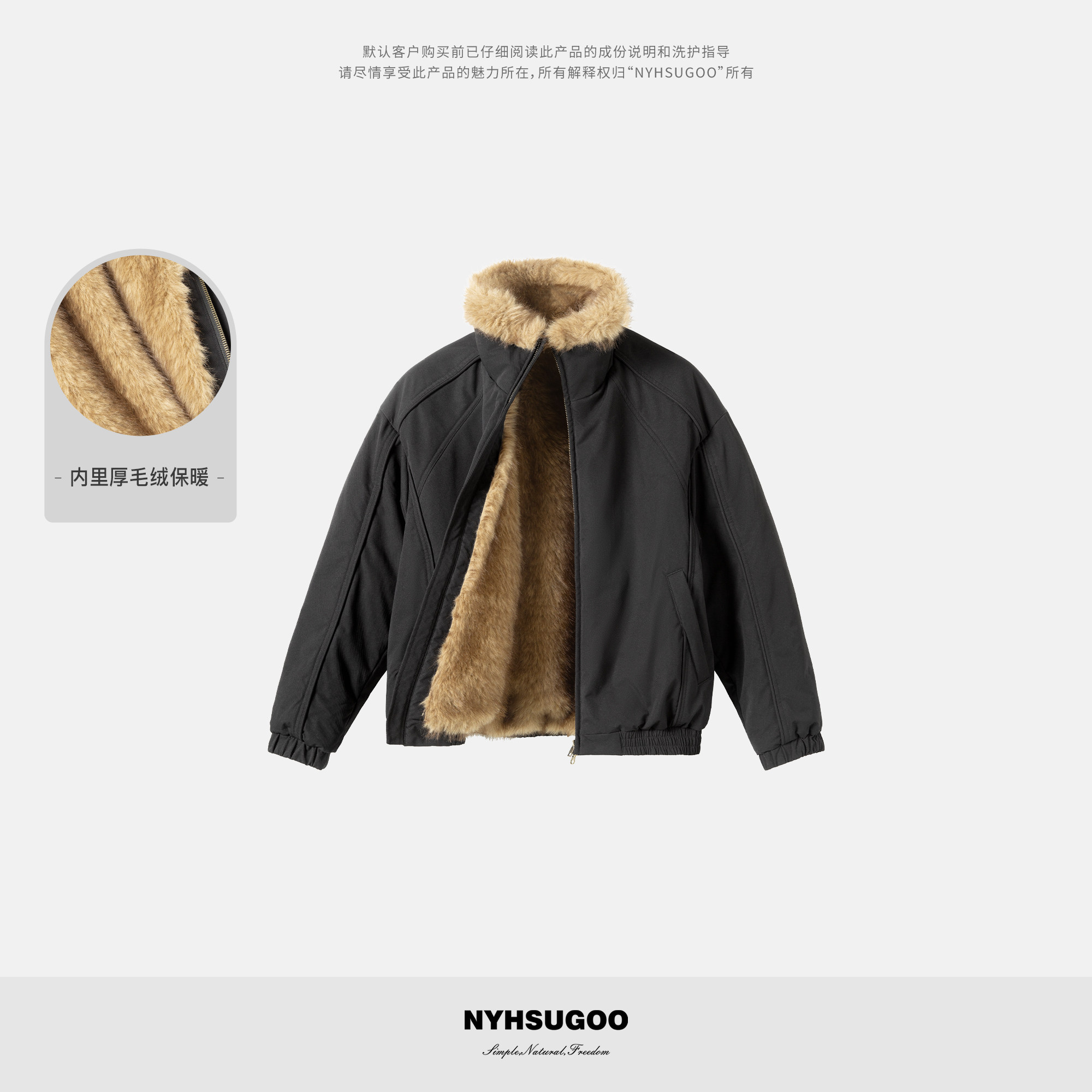 NYHSUGOO/南乙冬季仿狐狸毛座山雕棉服保暖加厚55080男士外套,男装,棉衣,淘宝优惠券,粉丝福利购,淘宝优惠卷