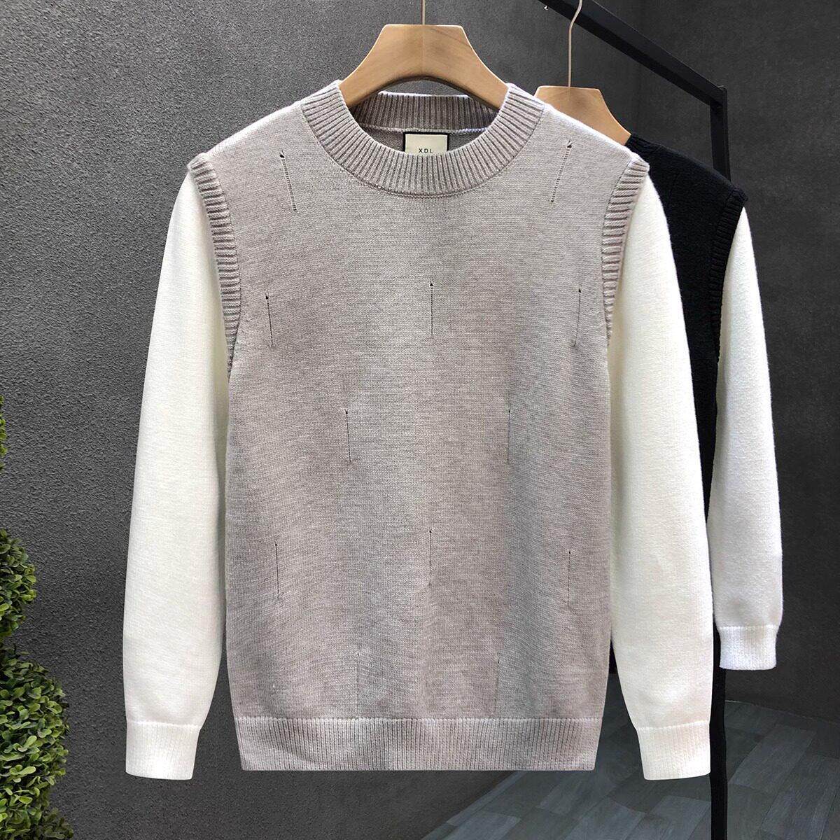 it Afternnaths潮牌！假两件轻熟针织衫男圆领休闲简约春秋季毛衣