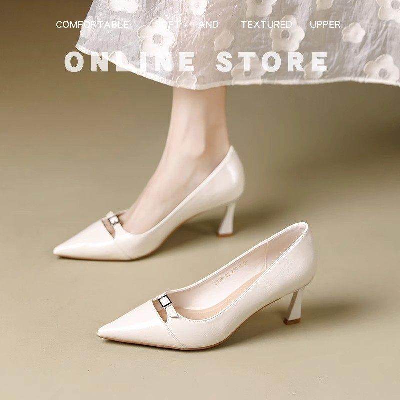 简约显高显瘦高跟鞋~2025新款通勤气质皮带扣尖头浅口细跟单鞋,女鞋,雨鞋,淘宝优惠券,粉丝福利购,淘宝优惠卷