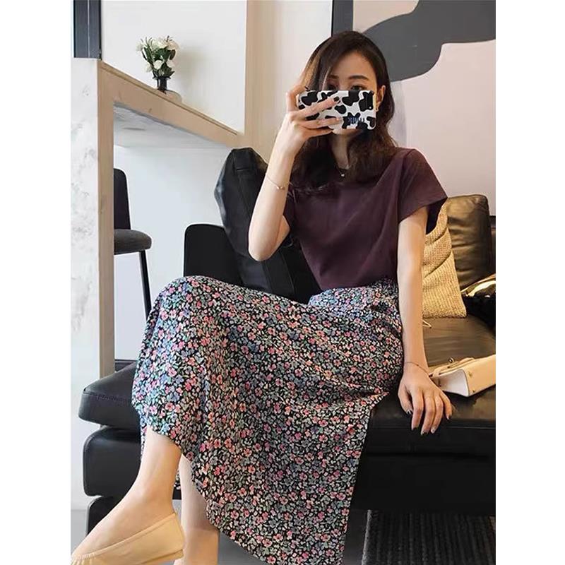 欧洲站夏季女装2025年新款法式赫本风御姐套装碎花半身裙子两件套