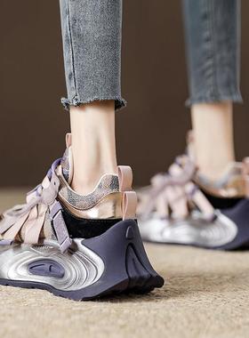 巨显腿长~LW-Changer~老爹鞋厚底松糕鞋女鞋增高透气水钻休闲鞋子