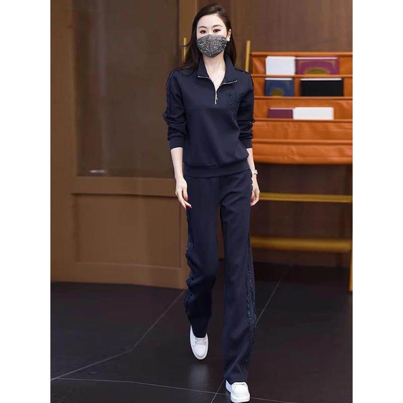 休闲运动套装女春秋2026新款宽松显瘦跑步服长袖卫衣阔腿裤两件套