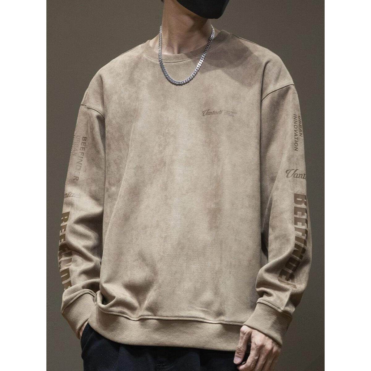 コーデュロイの潮牌美式麂皮绒卫衣男春秋季百搭大码外套百搭上衣