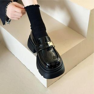 覆古百搭单鞋 英国真皮黑色厚底乐福鞋 英伦风小皮鞋 秋季 女2025新款