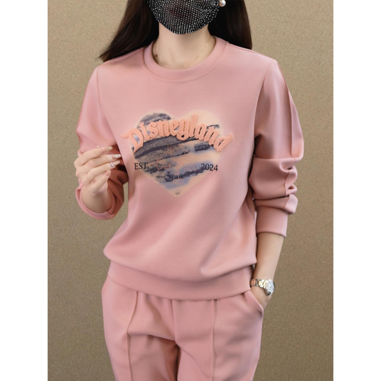 潮牌CVY运动套装女2025春秋新款时髦洋气减龄显瘦圆领卫衣两件套