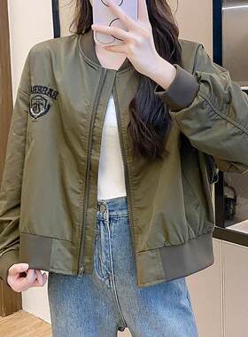 军绿色飞行夹克女春秋2026新款宽松显瘦棒球服小个子休闲外套上衣