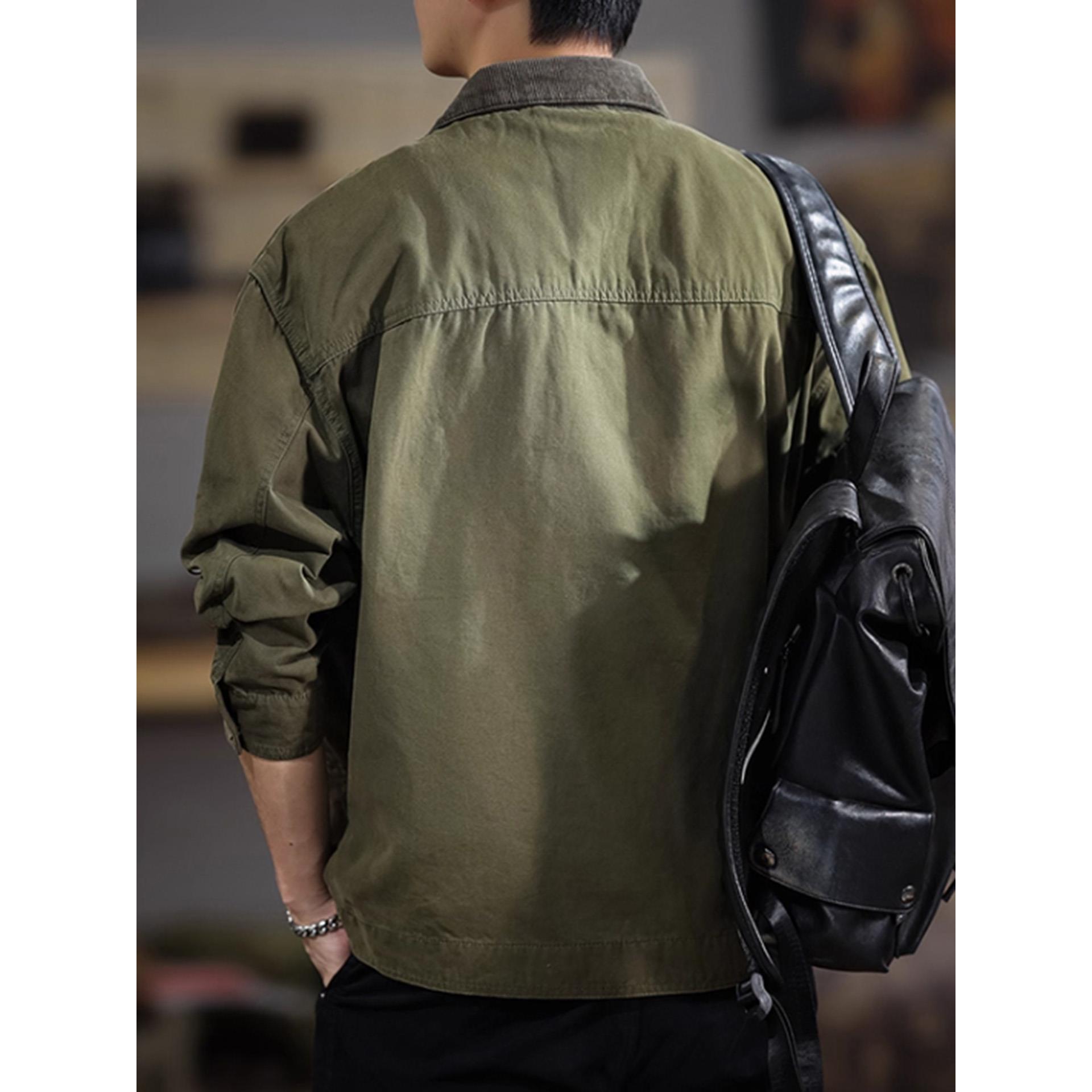 JACK FRONT高档纯棉工装夹克男士春秋季2025新款覆古翻领休闲外套