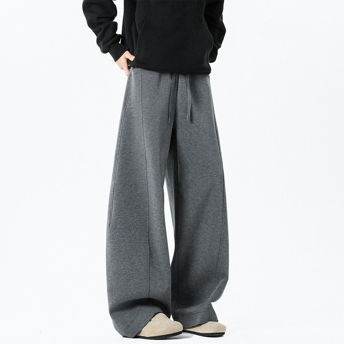 英国DHWA重磅老钱风弯刀卫裤男春美式运动长裤潮牌宽松深灰色裤子