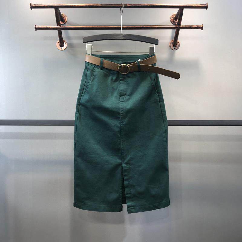 欧洲站2025春秋新款中长款牛仔半身裙女弹力高腰显瘦开叉包臀裙子