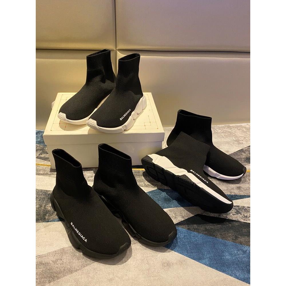 香港弹力袜子鞋女中筒百搭春秋厚款涂鸦高帮鞋2025新款针织厚底鞋