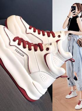 气质出众~LW-Changer 真皮高帮小白鞋厚底运动鞋子内增高透气女鞋