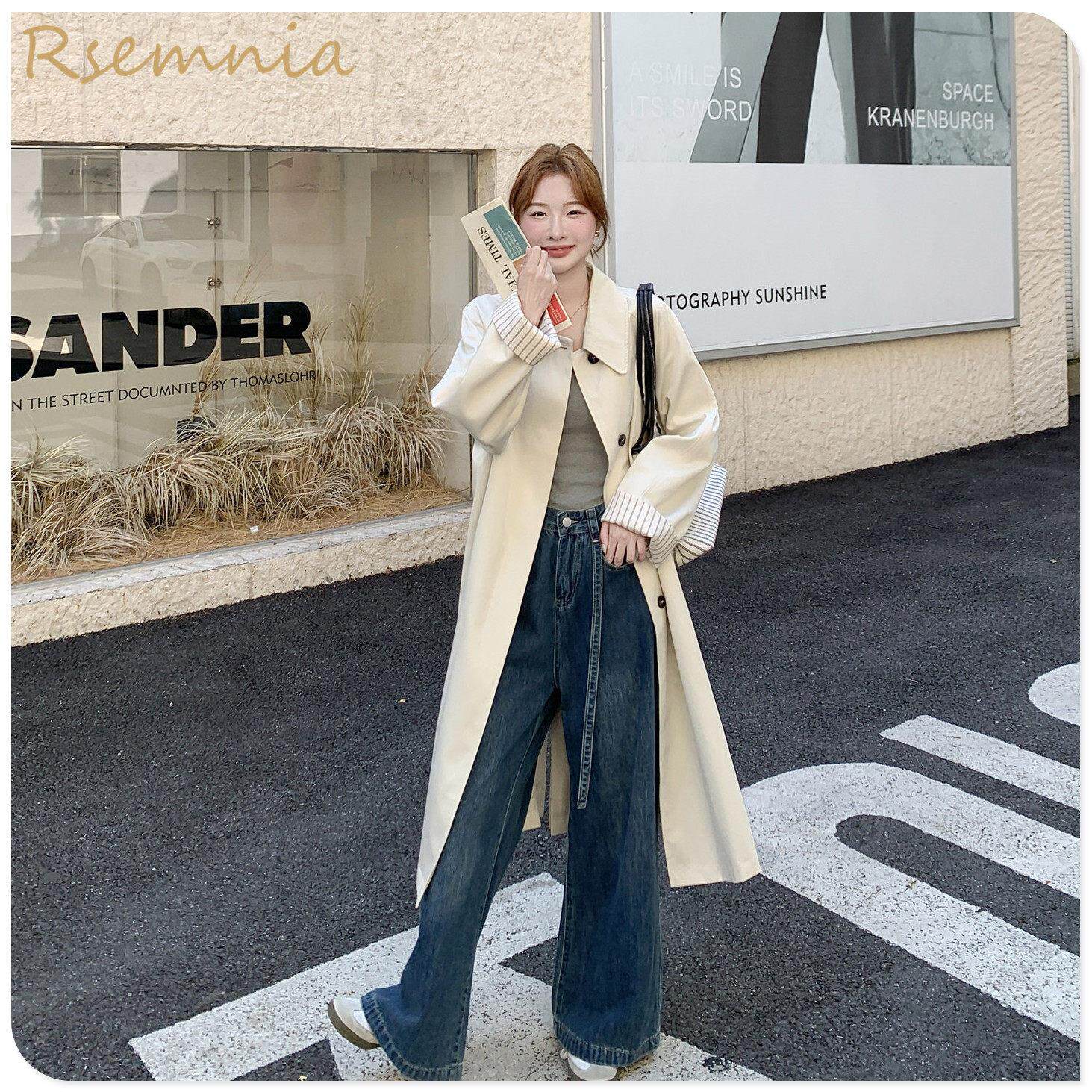 Rsemnia风衣外套女2026春季新款中长款时尚韩版英伦风气质大衣女
